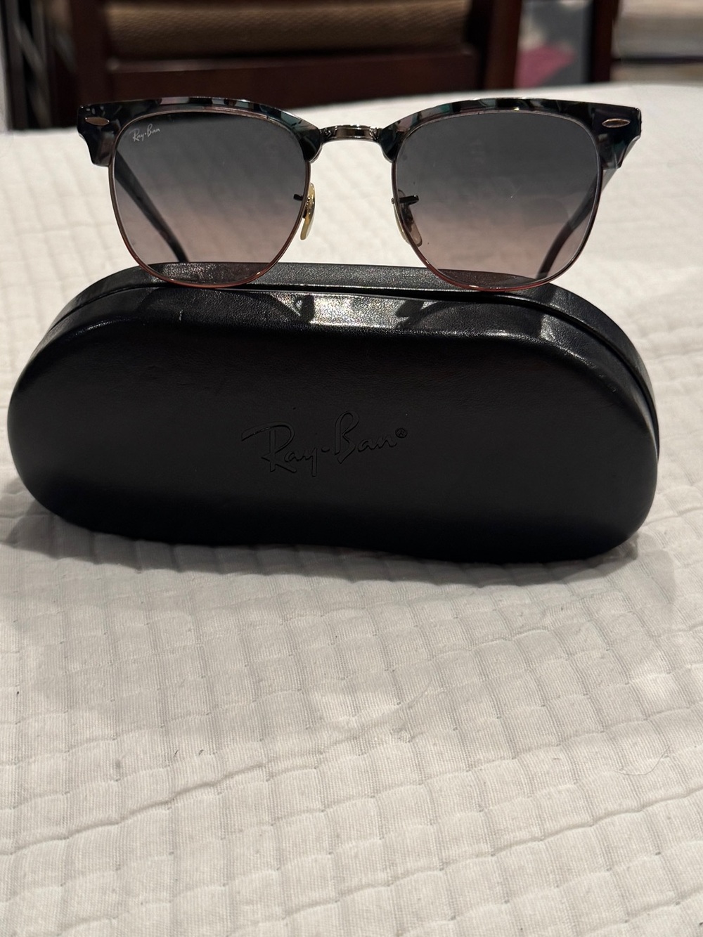 Ray-Ban Clubmaster Fleck Sunglasses - Gray Green Frame with Gray Gradient Lenses